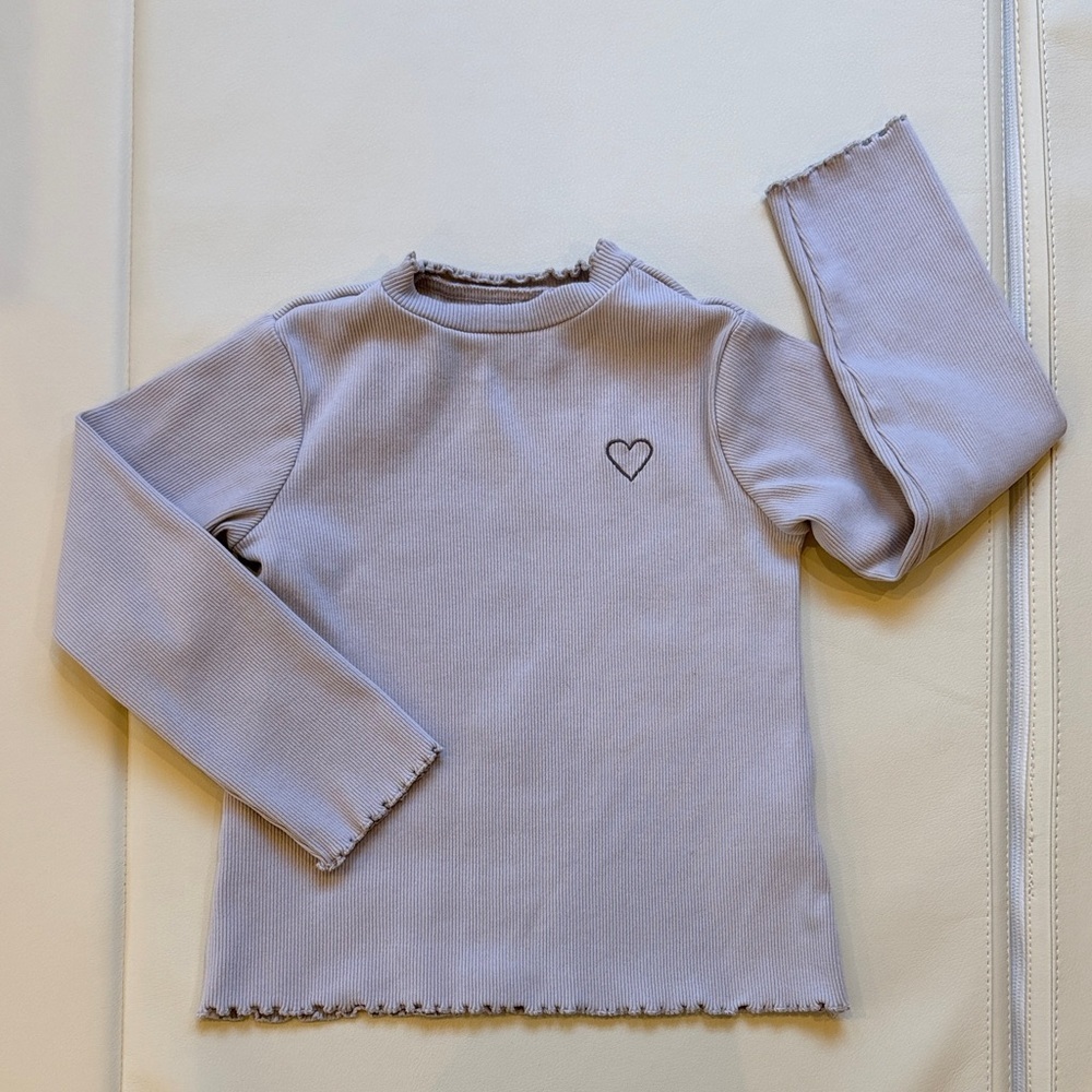 Zara Girls Heart Embroidered Kids Long Sleeve Shirt - Purple